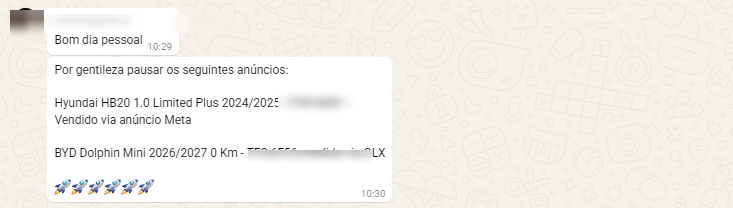 Concessionária pedindo pra pausar anúncios de HB20 e BYD Dolphin já vendidos